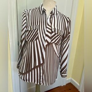 Chico’s size 1 (women’s 8/10) striped button down utility shirt